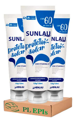 Kit 3 Protetor Solar Fps 60 Com Vitamina E 120ml - Henlau