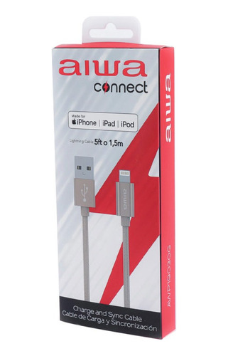 Cable iPhone Usb Lightning Aiwa 1.5mt Dorado