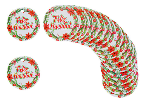 Tarjeta Circular Navideña Decorar Regalos 4cm Mylin 24pz