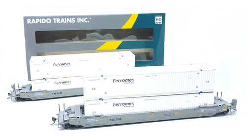 Ferromex Husky-stack Well Car 53', 2 Rapido Y Contenedores