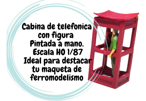 Cabina Telefono Esc Ho 1/87 Adorno Ferromodelismo Con Figura