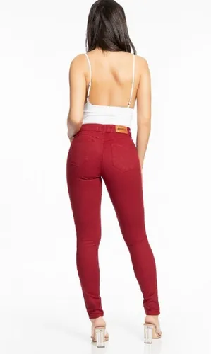 Cal a Biotipo Feminina Vermelha Cintura Alta Skinny Jeans