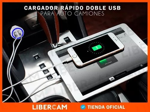 Cargador Auto Coche Carga Rápida 2 Salidas Usb Celular Table