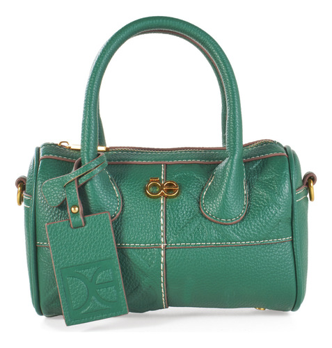 Bolsa Bowling Cloe Para Mujer Mini Asas Intercambiables Color Verde