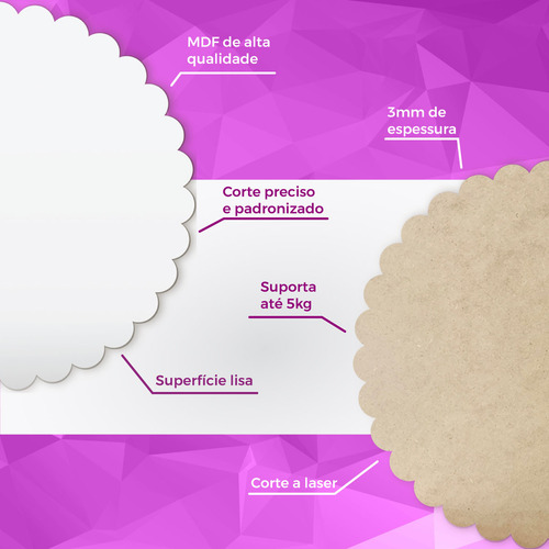 Cake Board Tabuleiros Uno 1506 Para Bolo Confeitaria Mdf 3mm Ondulado 21cm 10 Un