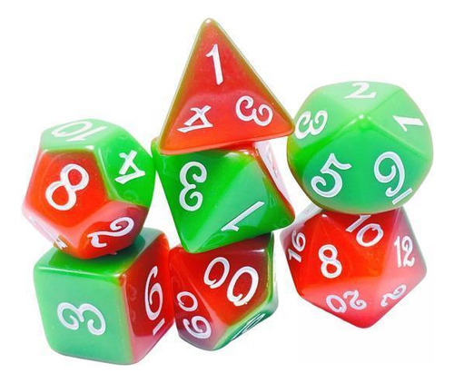 2 Juego De Dados De 7 Piezas Juego De Dados De Rojo Verde