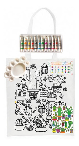 Kit Bolsa Poliéster Para Pintar Cactus