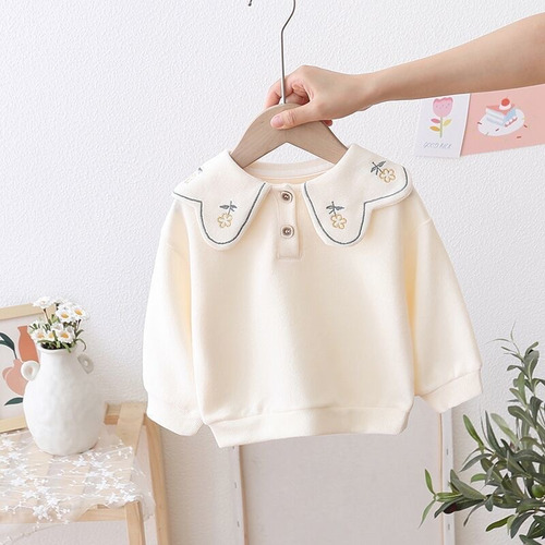 Sudadera Con Capucha De Algodón Con Bordado Floral Para Niña