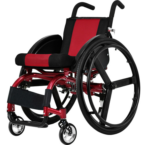 Silla Ruedas Deportiva Plegable Aluminio Ligera Compacta Color Rojo