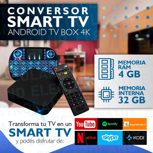 Convertidor Smart Tv Convertir Tv Box Android Teclado Combo