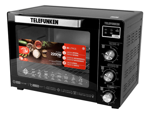 Forno Elétrico Telefunken 80 Litros 2200w Com Convecção