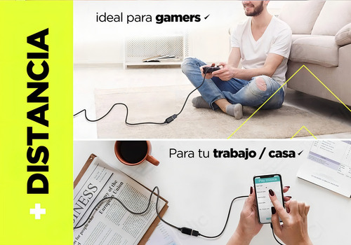 Cable Usb Alargue Extension Macho Hembra Prolongador 1.5 Mts Color Negro