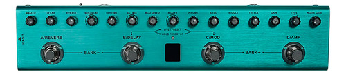 Pedaleira para Guitarra M-vave Tank G cor azul-turquesa