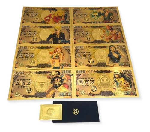 Billete One Piece Oro Laminado 24 K (8piezas)