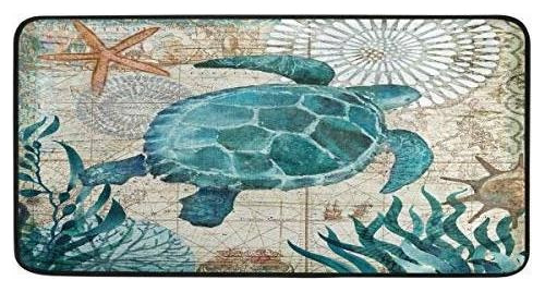 Toprint Sea Turtle - Alfombrilla Para Piso De Cocina Con Map