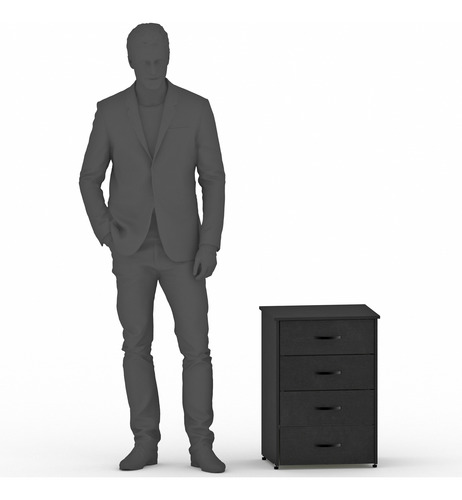 Cajonera Nápoles. Mueble Armable Para Ropa, 4 Cajones Negro Liso