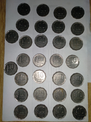 Lote De 30 Monedas Antiguas De 10 Pesos 