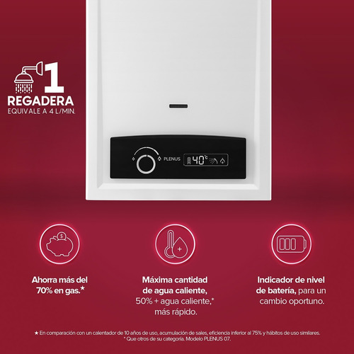 Calentador De Agua A Gas Glp Calorex Plenus 07 L Blanco