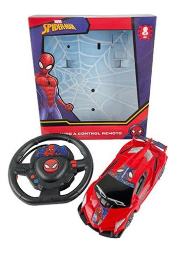 Spiderman Auto A Control Remoto Basico Hombre Araña Color Azul y Rojo