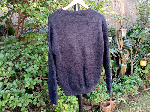Pullover Artesanal Negro Con Apliques