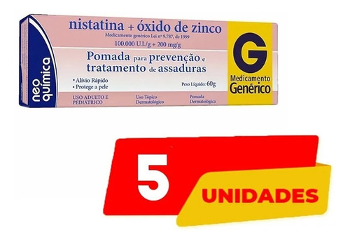 Imagem 1 de 2 de 5 Pomada Assadura Nistatina+ox.zinco 60g Neo Quimica Atacado