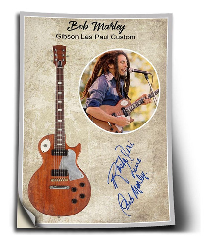 Adesivo Guitarra Bob Marley Gibson Les Paul Auto Colante A1