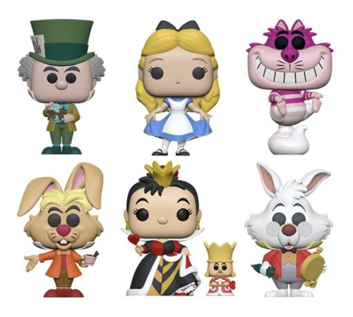 Funko Set 6 Piezas Alicia Cheshire Conejo Blanco Sombrerero