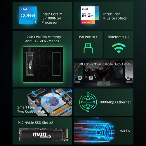 Minipc Bmax B6 Plus Intel Core I3 Style 1 De 12 Gb+512 Gb