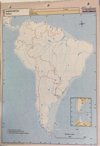 10 Mapas Escolares N°5 América Del Sur Polít. Y Fís. Polít.