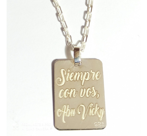 Medalla Plata 925 Personalizada 15x19mm Frase Cadena Hombre