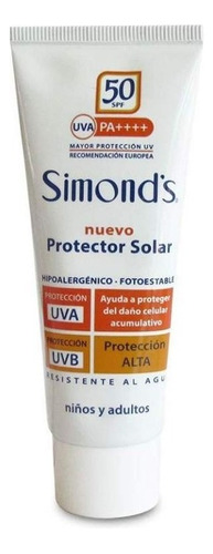 Protector Solar Simonds 50ml Proteccion Alta 50 Spf