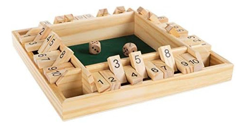 Shut The Box Game-juego Clásico De Madera De 10 Con Dados In