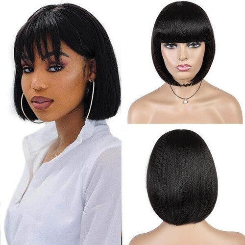 Peruca De Cabelo Humano Liso Cabelo Virgem Brasileiro 25cm