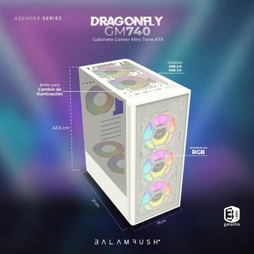 Balam Rush Gabinete Gamer Media Torre Dragonfly Ii Mesh