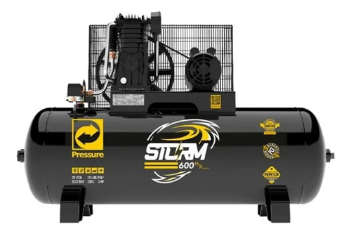Compressor de ar elétrico Pressure Storm 600HP trifásica 200L 5hp 220V/380V preto
