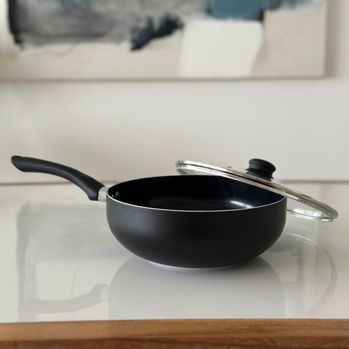 Wok Sarten N 28 C/ Tapa Ceramica Antiadherente Black Mango Negro