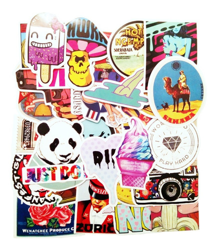 50 X Stickers Decorativos Pack Notebook Auto Skate Maleta