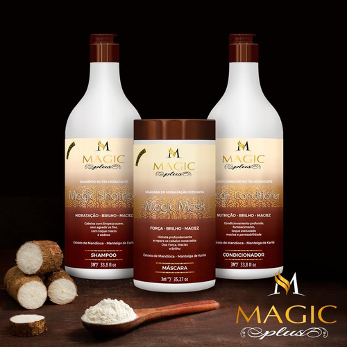 Magic Plus Mandioca Shampoo E Condicionador 1l E Mascara 1k