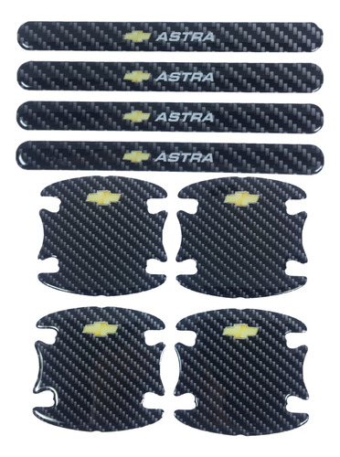 Kit Adesivo Astra Protetor Maçaneta Fibra De Carbono 3d