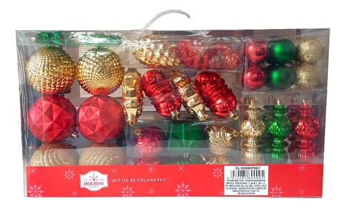 40 Esferas Variadas Navideñas Navidad Para El Árbol
