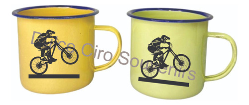 Taza Jarro Enlozado Amarillo/verde Logo/diseño Souvenirs