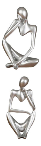 2x Estatuilla De Escultura De Pensador Estatua Decorativa De