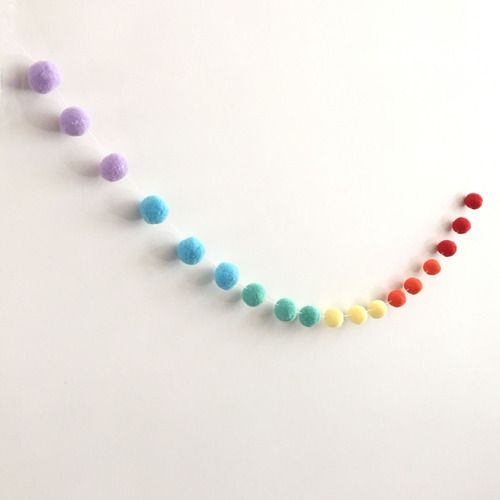 Imagen 2 de 9 de Guirnalda Bolas Pompones De Fieltro Bolitas Decorativas