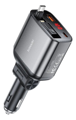 Cargador De Coche Ultrarrápido Toocki De 105w 4 En 1 Retractil