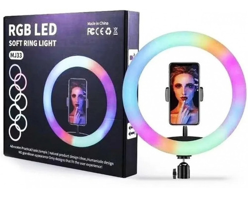 Aro Luz Led Anillo Rgb P/ Camara Selfie Fotos Celular 26cm