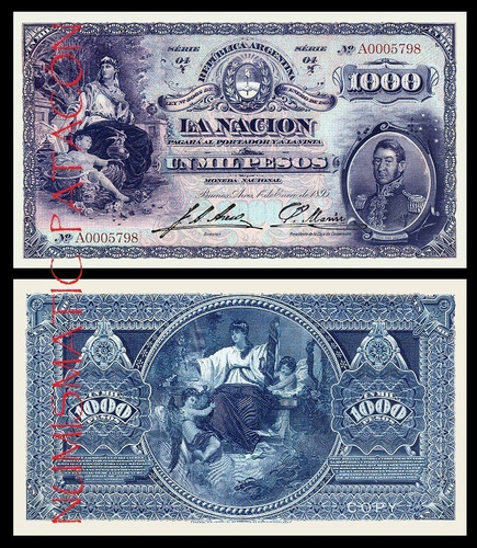 Billete 1000 Pesos Caja Conversión 1895 - Copia 227