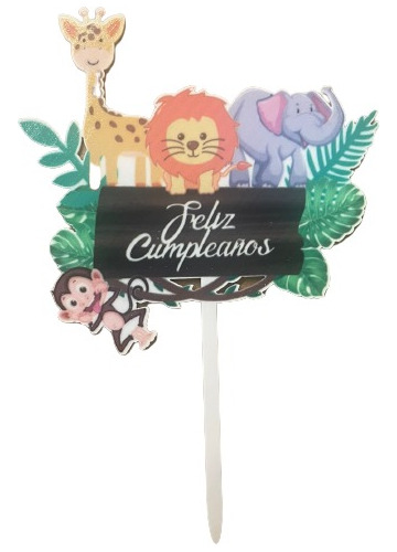 Cake Topper Acrilico Animales De La Selva 15 X 10