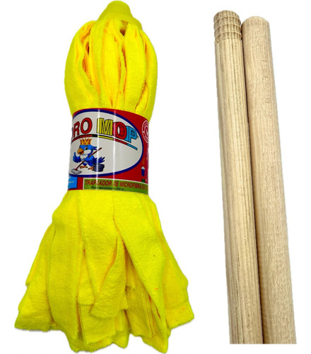 1 Mechudo Trapeador De Microfibra Loro Mop C/bastón Madera
