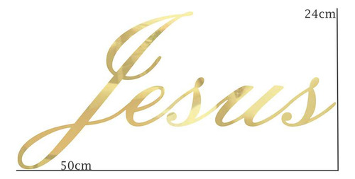 Palavra Acrílico Espelhado Dourado - Jesus Em Letra Cursiva