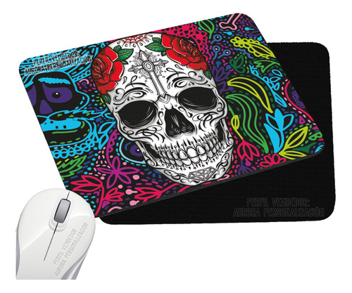 Pad Mouse Rectangular Catrina Calavera Mexicano Halloween 2